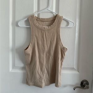 Old Navy Tan Ribbed High Neck Tank Top